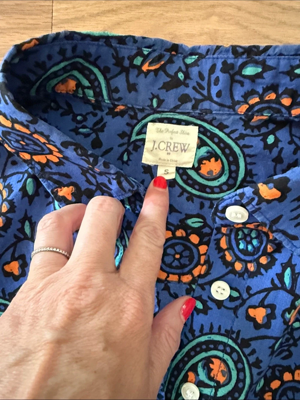 J.Crew Perfect Shirt Blue Paisley Button Down S